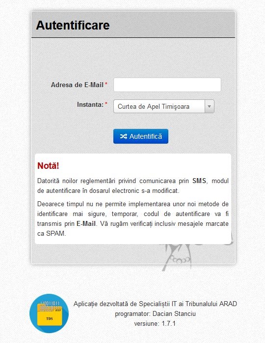 Fereastra de autentificare