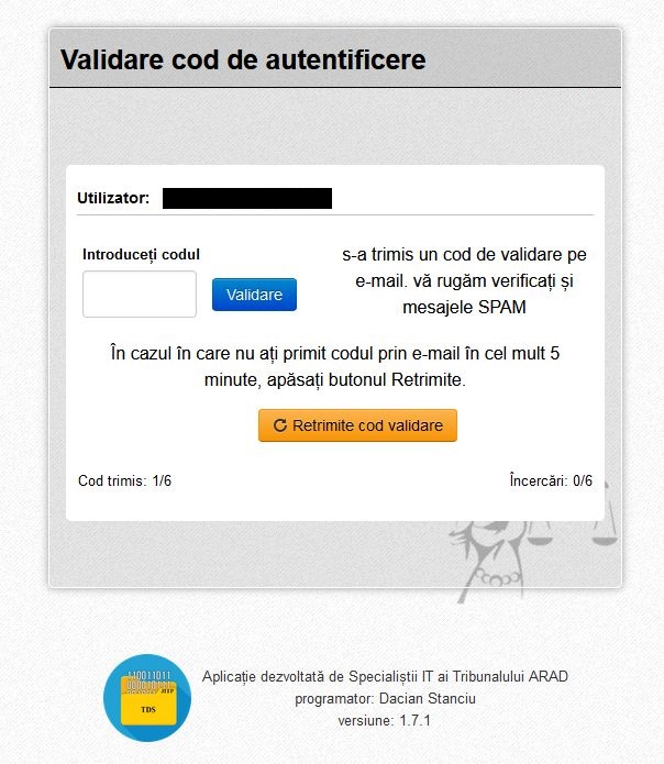 Fereastra de validare